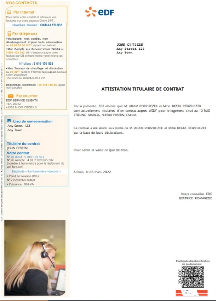 France EDF attestation de contrat